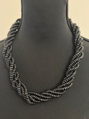 Twisted Black Bead Statement Necklace for Women